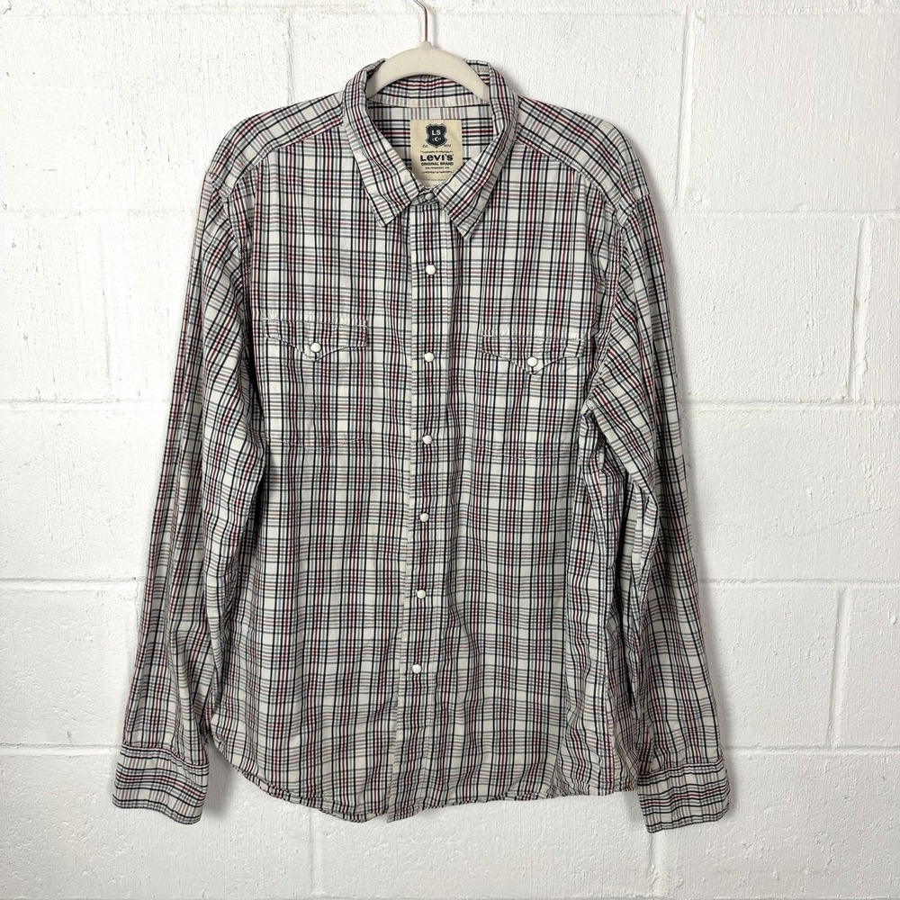 Levi's Men's Western Pearl Snap Long Sleeve Shirt SZ XL Plaid Workwear Rodeo